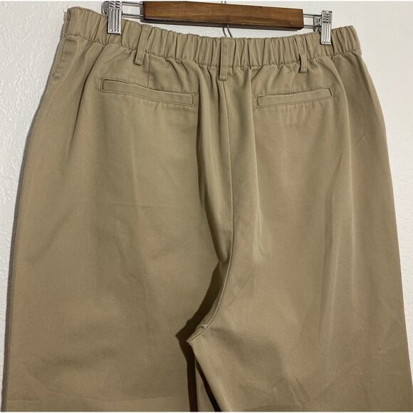 VTG Lands' End Sz 14 Brown Khaki Wide Leg Capri Side Button Elastic Waist Casual - Picture 5 of 7